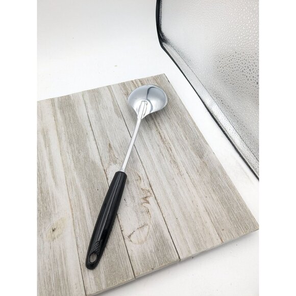 Ekco #5 Black Handled Chromium Plated Solid Serving Spoon  12" - Picture 4 of 8